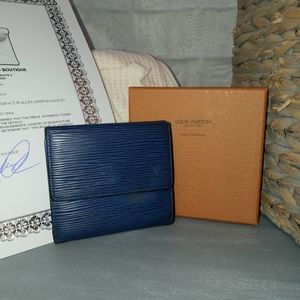 Louis Vuitton Blue Epi Leather Compact Wallet